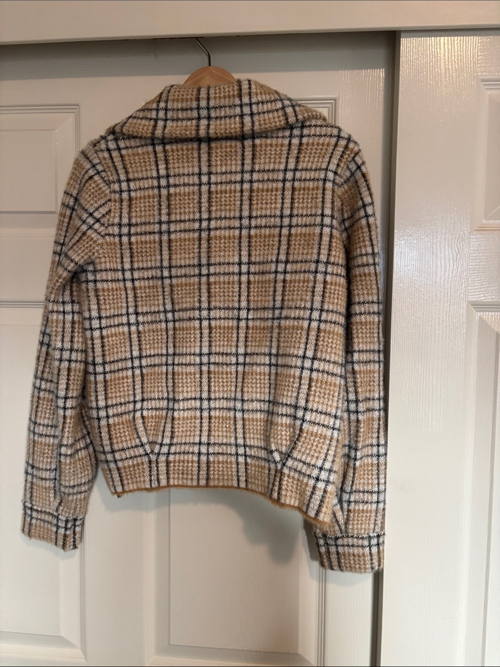 Kut from the Kloth Beige Plaid Double-Breasted Pea Coat - Picture 2 of 4